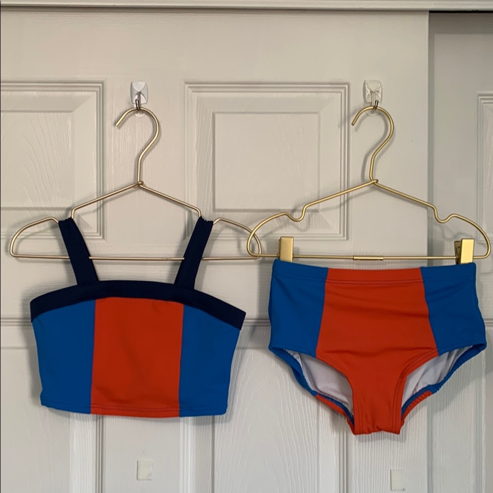 Hanna Andersson Blue and Orange Two-Piece Swimsuit